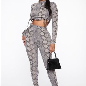 Two Piece Fashion Nova Snake print set